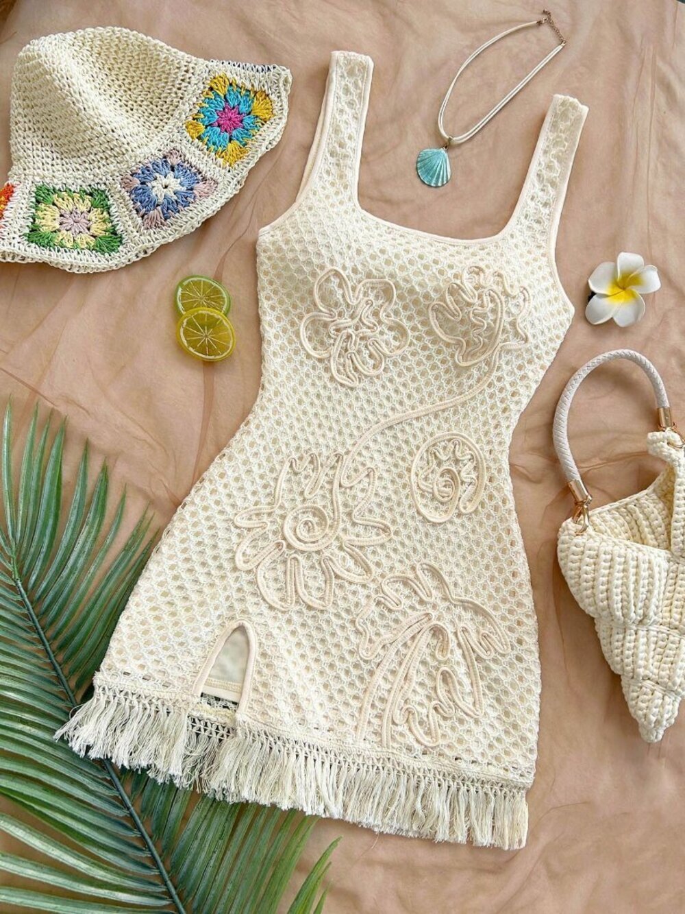 Apricot Casual Boho Women's Sleeveless Cinched Waist Floral Bodycon Mini Dress